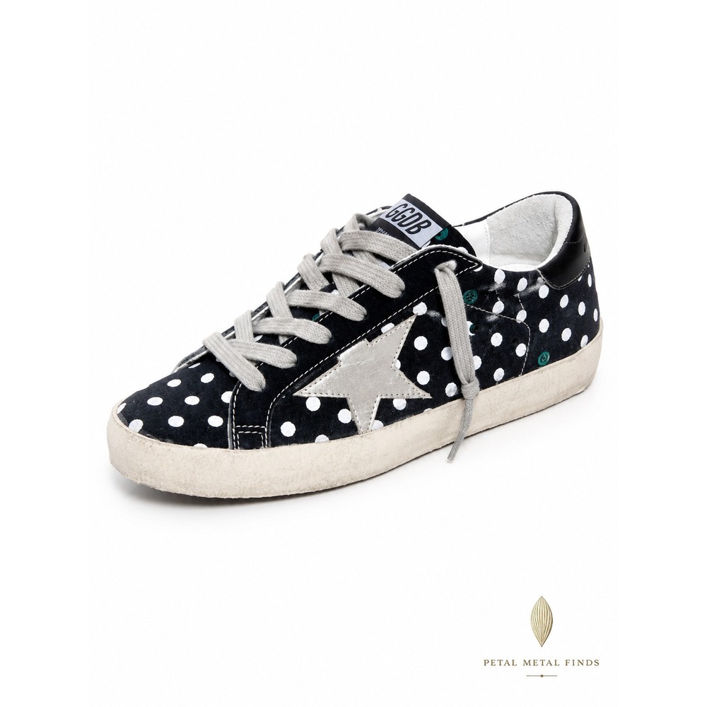 Golden Goose‎ Super-Star Polka Dot Canvas Star Sneaker Navy White EU 39 GUC